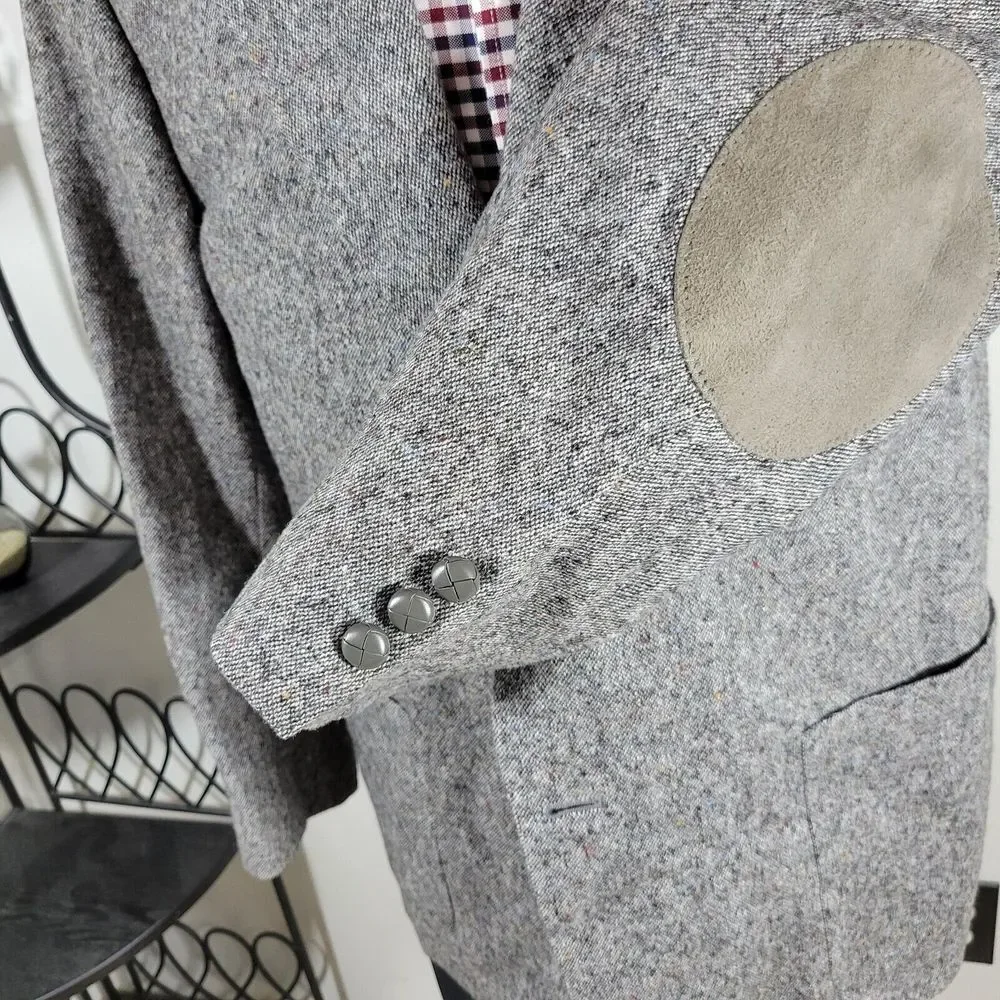 Stafford Options Men's‎ Tweed Sport Coat Blazer Two Button Gray Wool Size 46R